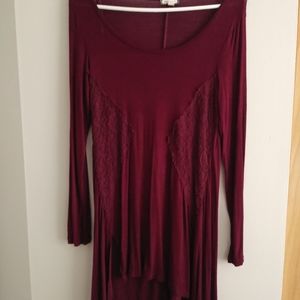 Maroon Hi Lo Lace Top